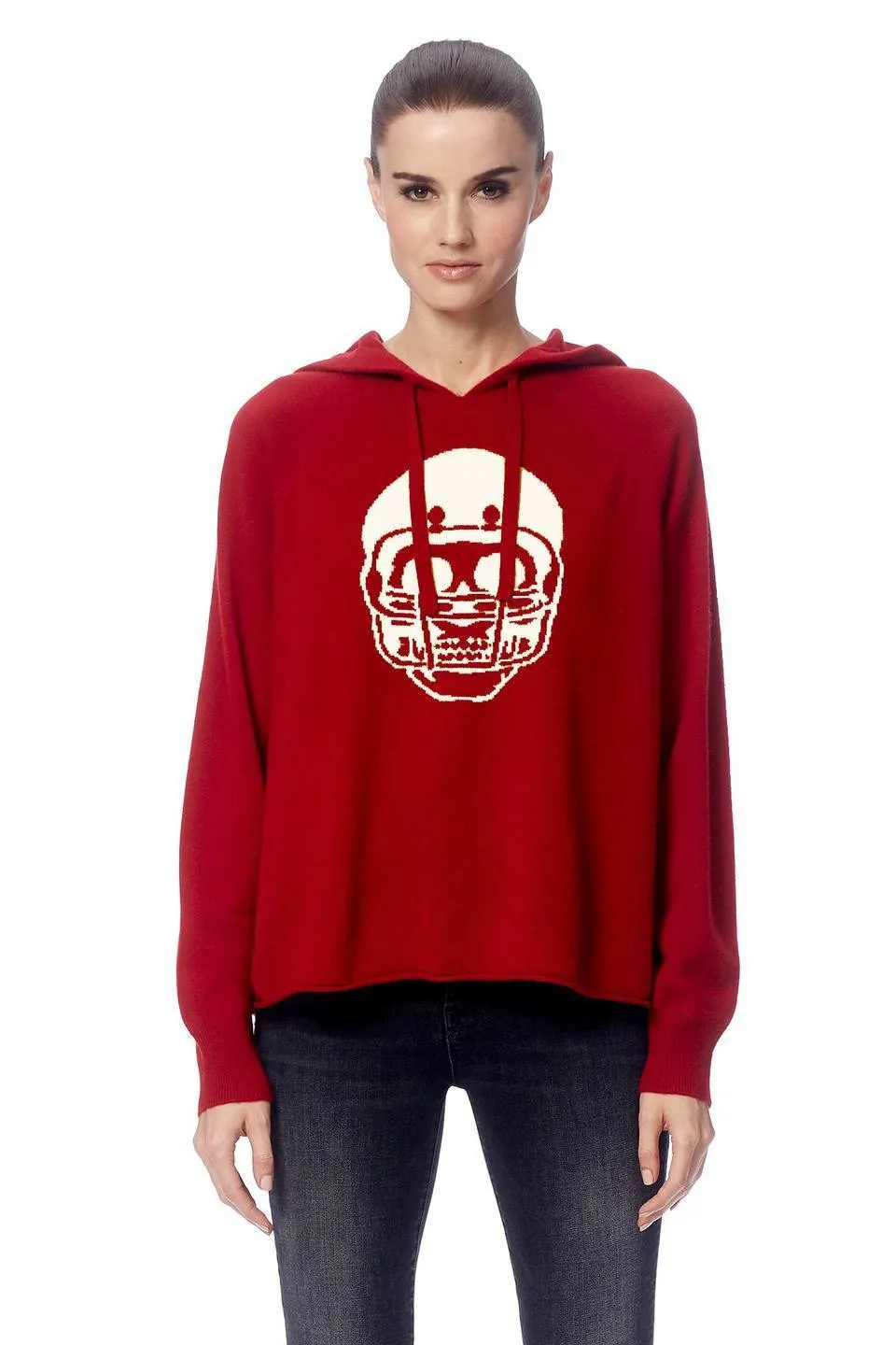 360 Cashmere - Collegiate Skull Hoodie in Crimson/Chalk Skull