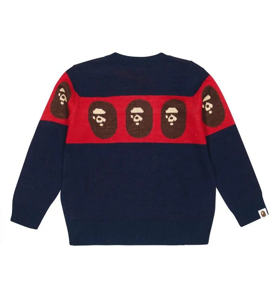 BAPE Wool Blend Intarsia Sweater, Blue