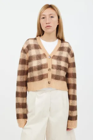 Beige & Brown Mohair Cropped Cardigan