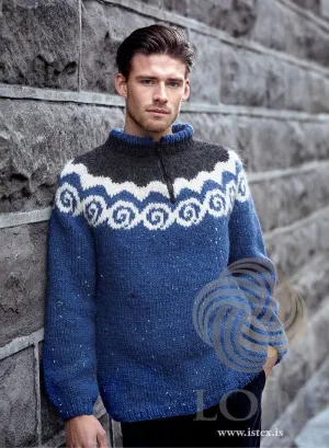 Blue Spiral wool sweater - Knitting Kit