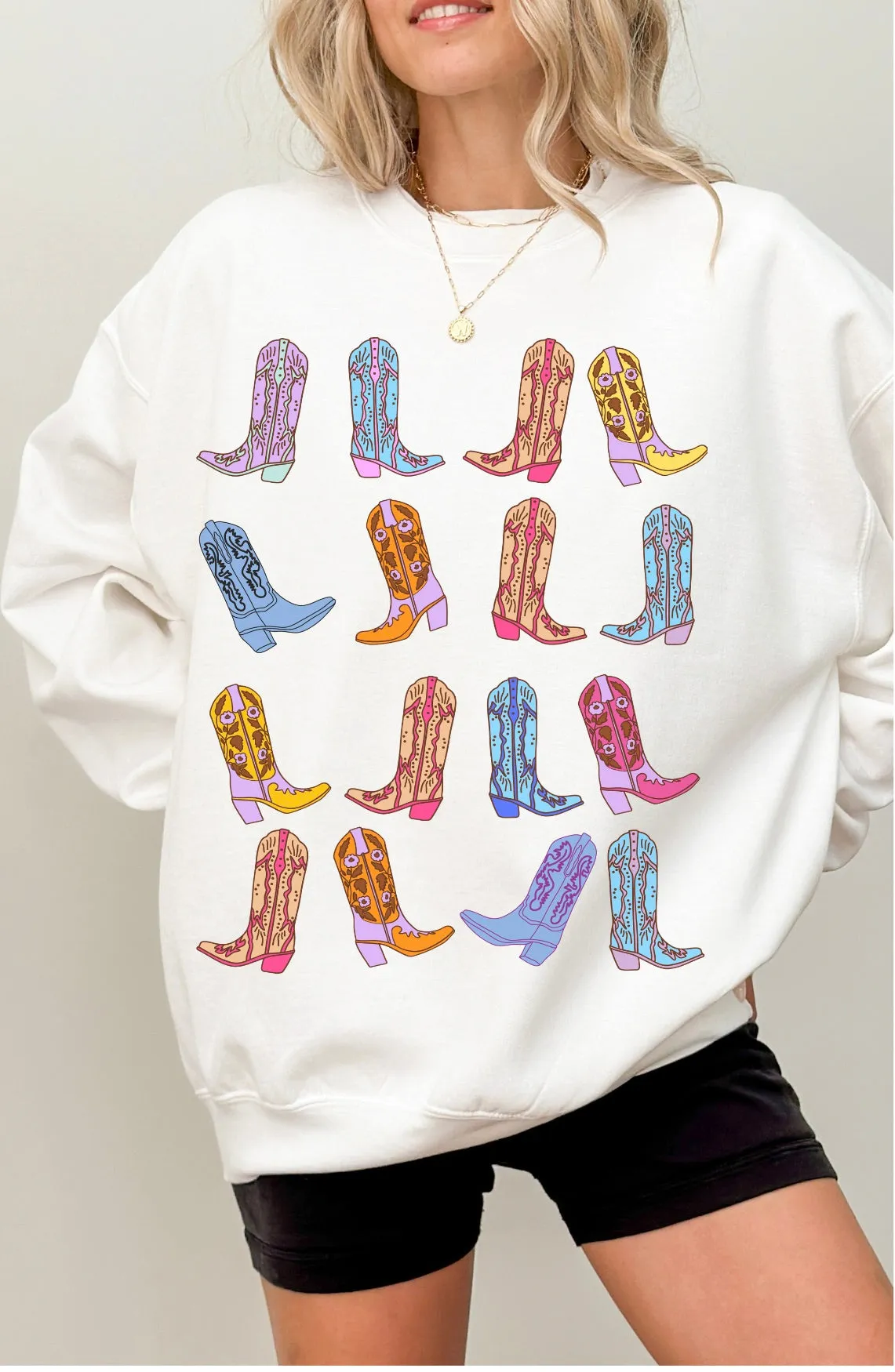 Cowgirl Boots Comfort Colors Western Graphic Sweatshirt