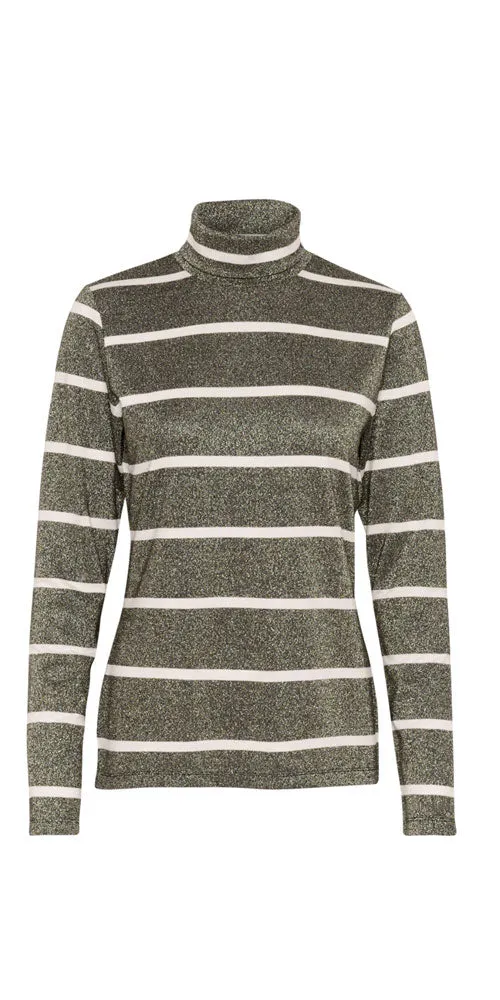 Culture Striped Sparkle Turtleneck