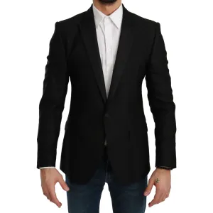 Dolce & Gabbana Elegant Black Polka Dotted Wool Blend Blazer