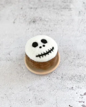 Felt Cupcake - White Spooky Skull