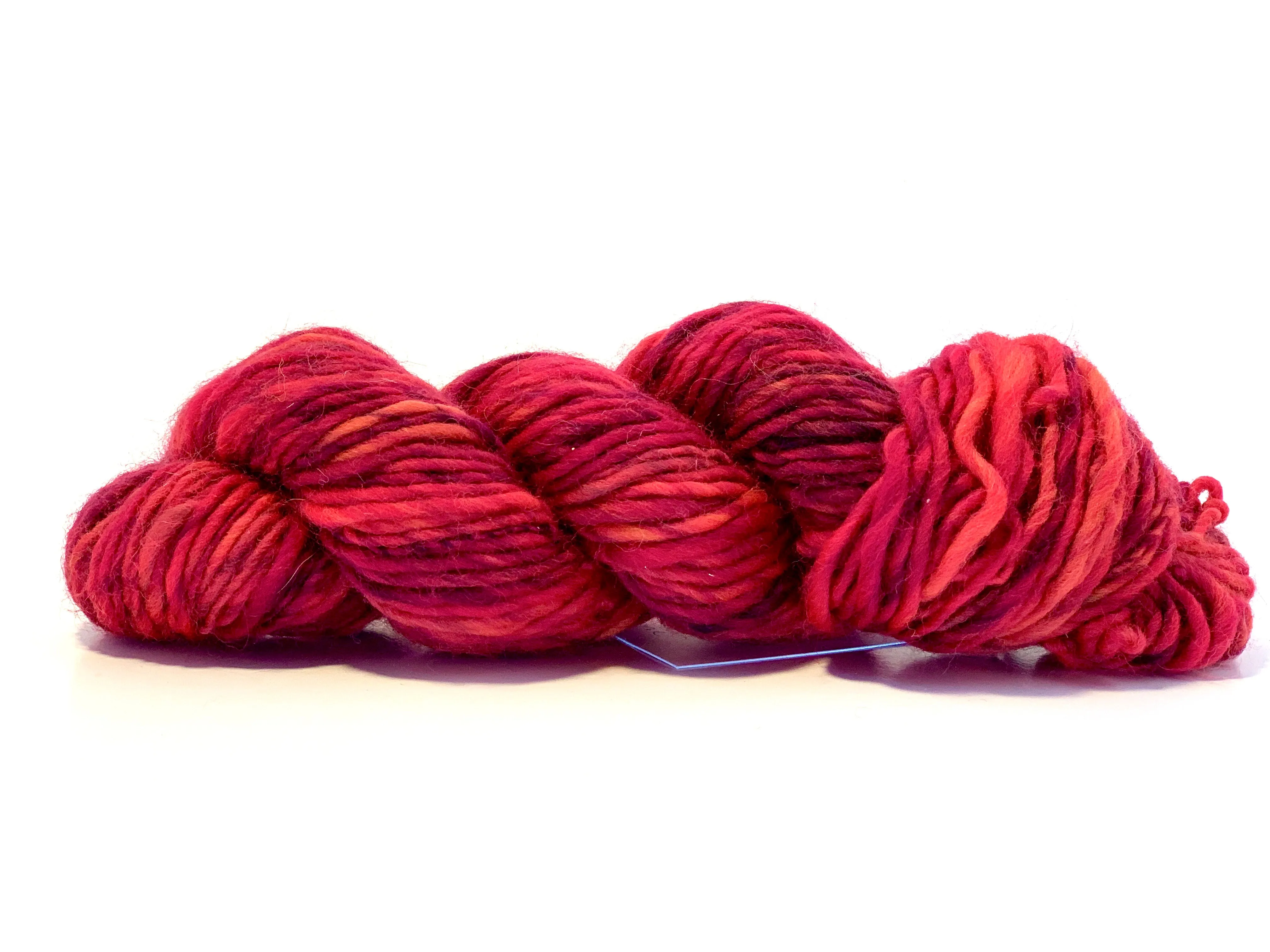 Handspun Yarn: Flame ~ Single Ply Superwash Merino