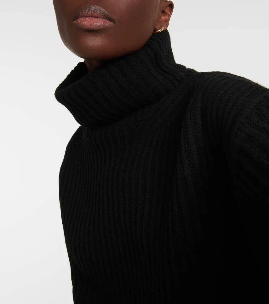 JOSEPH Ribbed Wool Turtleneck Sweater, Black