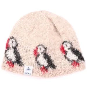 Kidka - Wool Hat - Beige Puffins