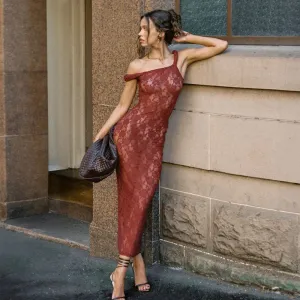 Lace Sling See Through Slim Fit Maxi Dress