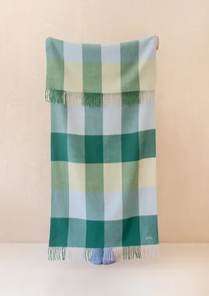 Lambswool Kids Blanket in Green Grid Check