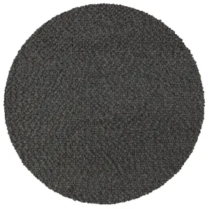 Large Wool Plush Modern Contemporary Round Charcoal 10' x 10' Round Rug