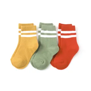 Little Stocking Co  | Midi Socks 3 Pack ~ Garden Striped