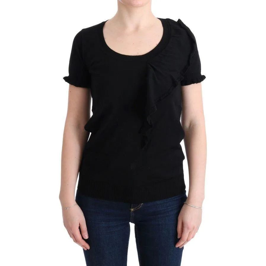 MARGHI LO' Elegant Black Lana Wool Top