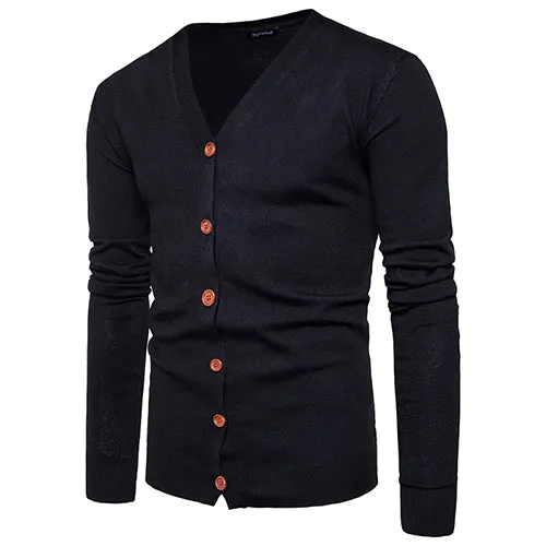 Men Button cardigans Sweaters 2017 New Casual Men solid Pullover V Collar Thick Cashmere sweater Outerwear Clothing size S-XXL