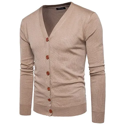 Men Button cardigans Sweaters 2017 New Casual Men solid Pullover V Collar Thick Cashmere sweater Outerwear Clothing size S-XXL