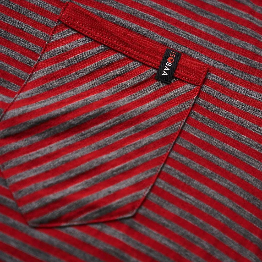 Mens Merino 150 Pocket Tee (Mini Stripe Red/Smoke)