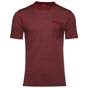 Mens Merino 150 Pocket Tee (Mini Stripe Red/Smoke)