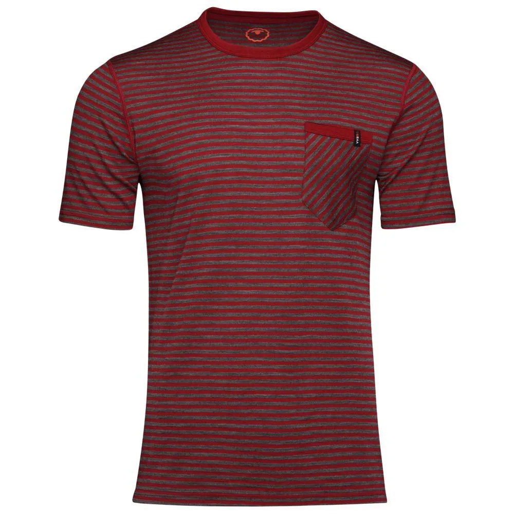 Mens Merino 150 Pocket Tee (Mini Stripe Red/Smoke)