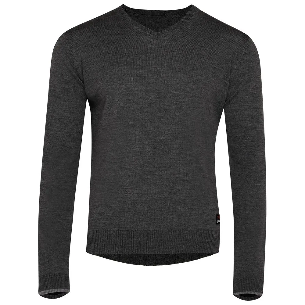 Mens Merino V Neck Sweater (Smoke/Charcoal)