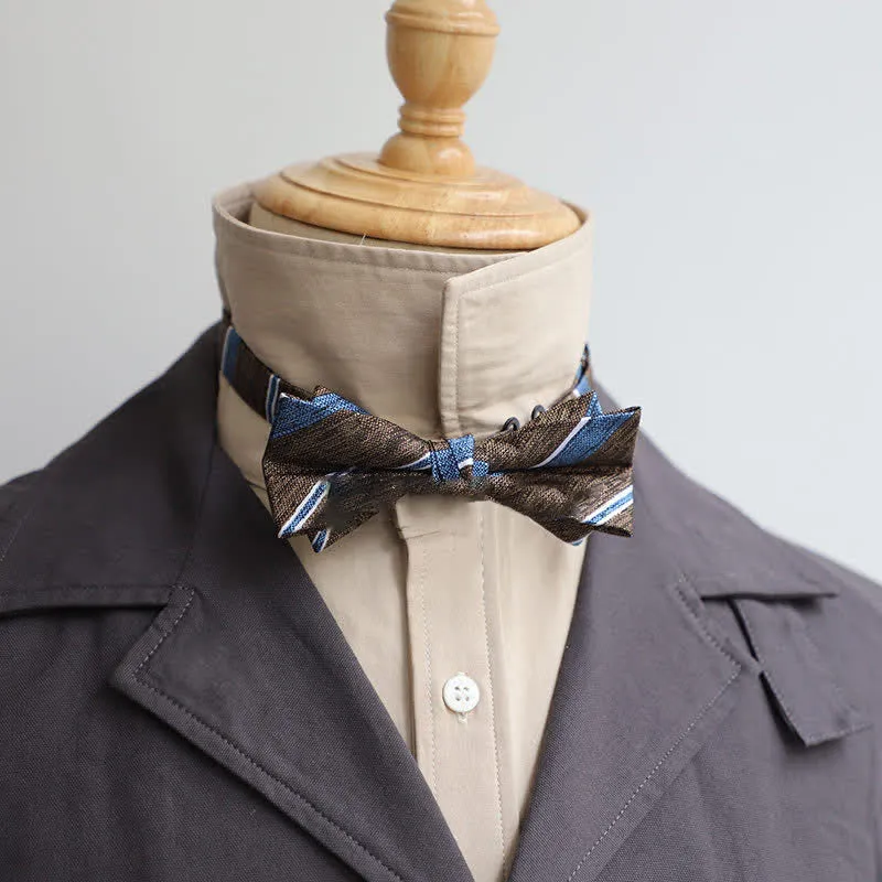 Men's Versatile Coffee Striped Bow Tie