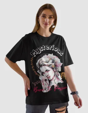 Mysterious Scorpio Graphic Printed Oversized T-Shirt For Women