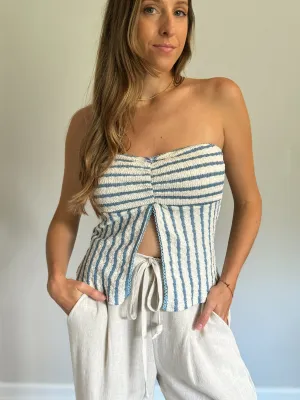 Open Front Striped Tube Top