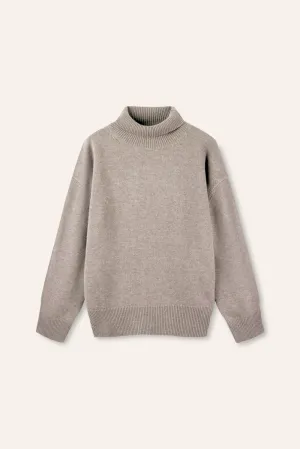 PHOEBE oversized wool turtleneck sweater (Stone)