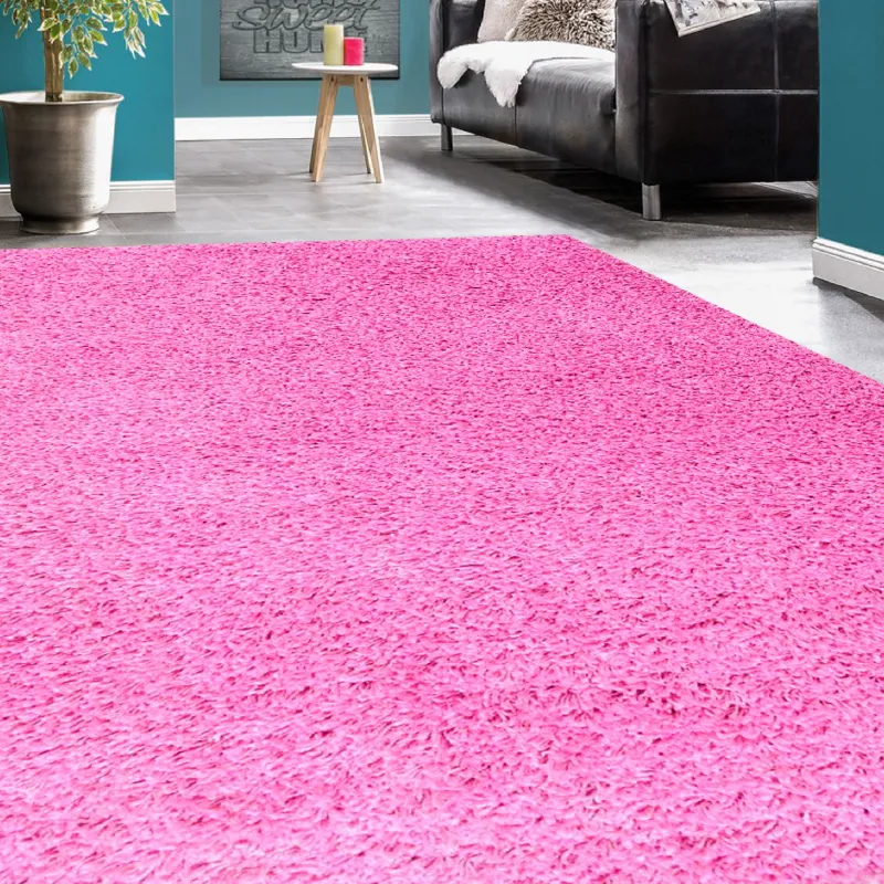 Pink Thick Shaggy Rug - California