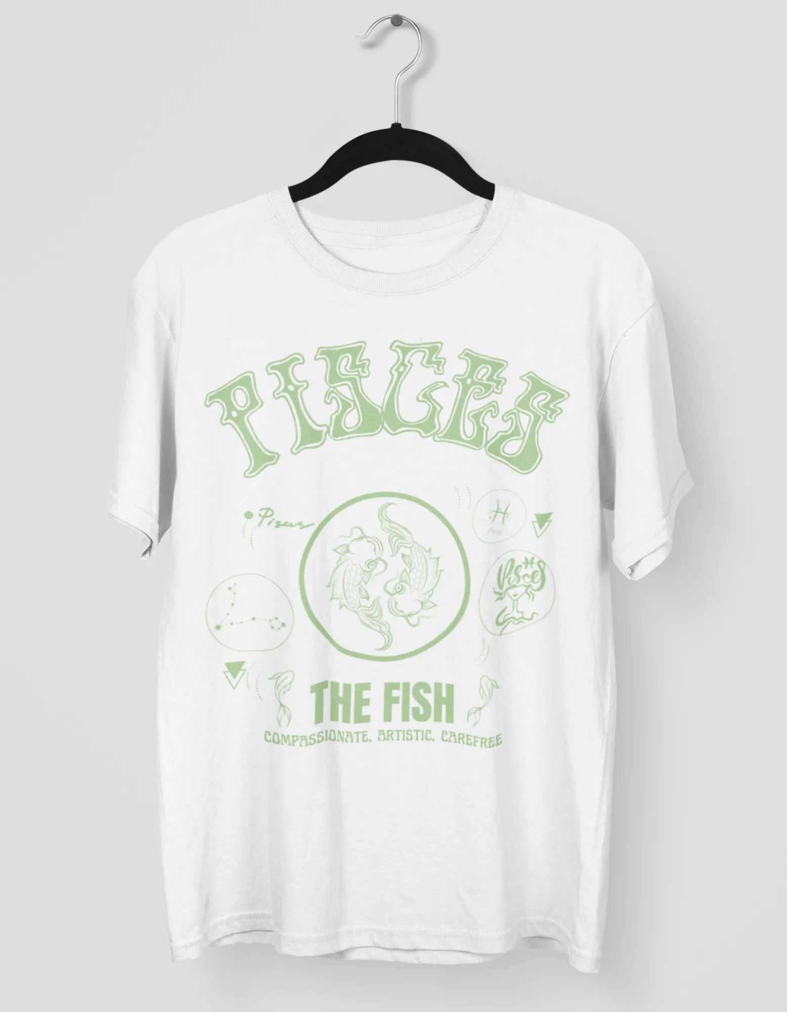 Pisces The Fish Graphic Printed Oversized T-Shirt For Women