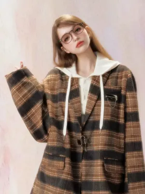 Plaid  Padded Wool Blazer【s0000006469】