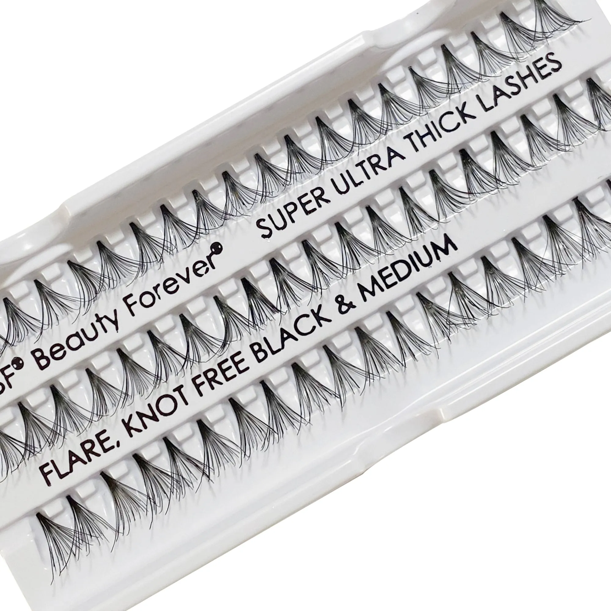 Professional Individual Super Ultra Thick Lashes, 10 Ply Flare Black, Knot Free & Medium For Extreme Volume (BF1008-Medium)