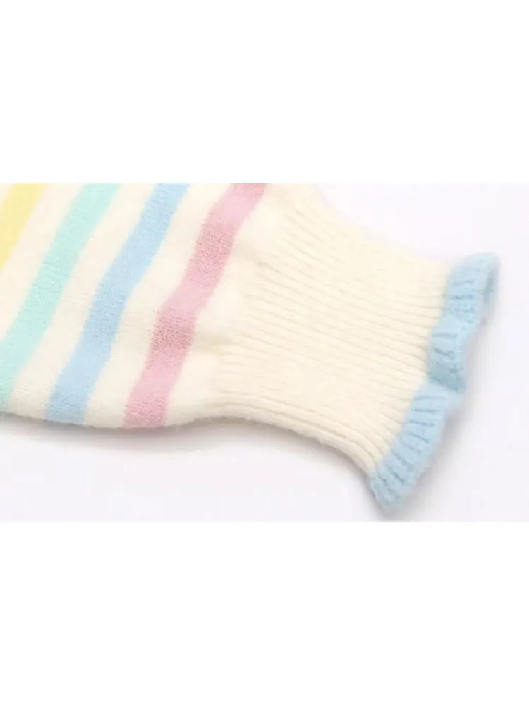 Rainbow colorful striped wool knit sweater【s0000005266】