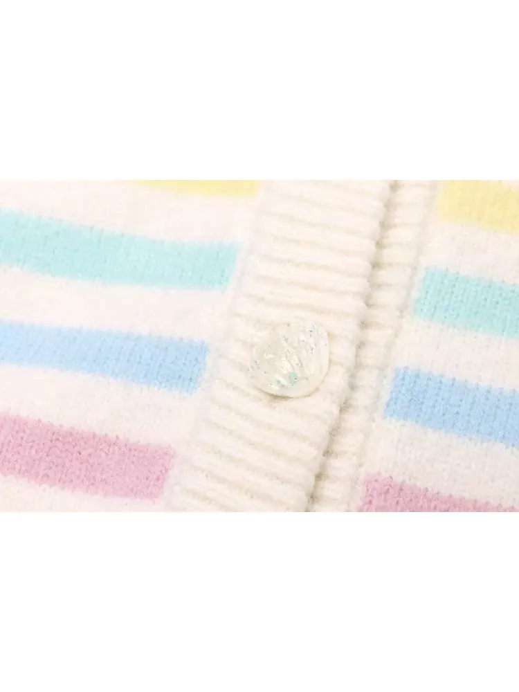 Rainbow colorful striped wool knit sweater【s0000005266】