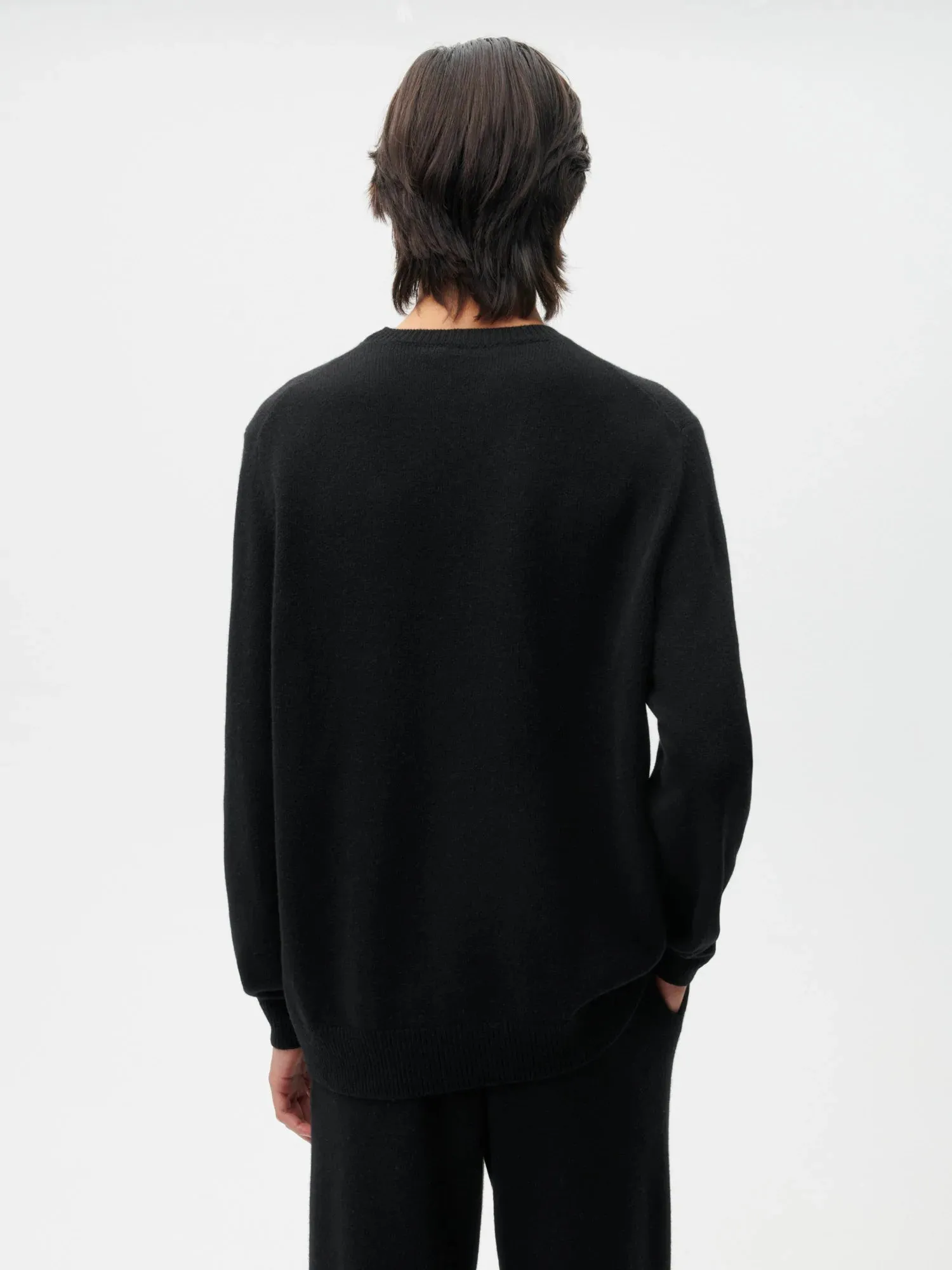 Recycled Cashmere Crewneck Sweatshirt—black