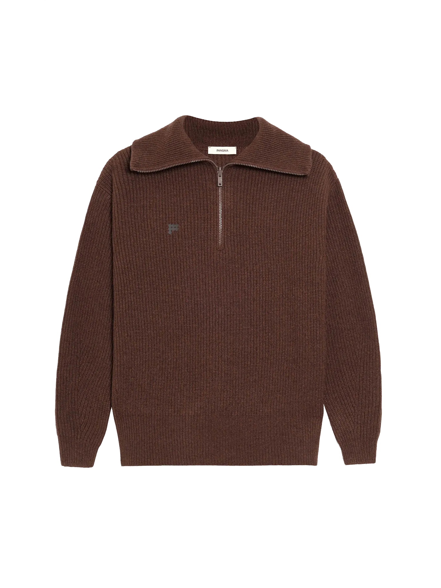 Recycled Cashmere Half Zip Sweater—chestnut brown