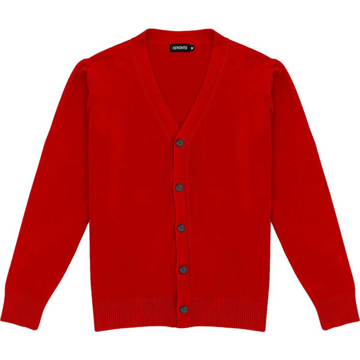 Red Mens V-Neck Button Down Cardigan Sweater