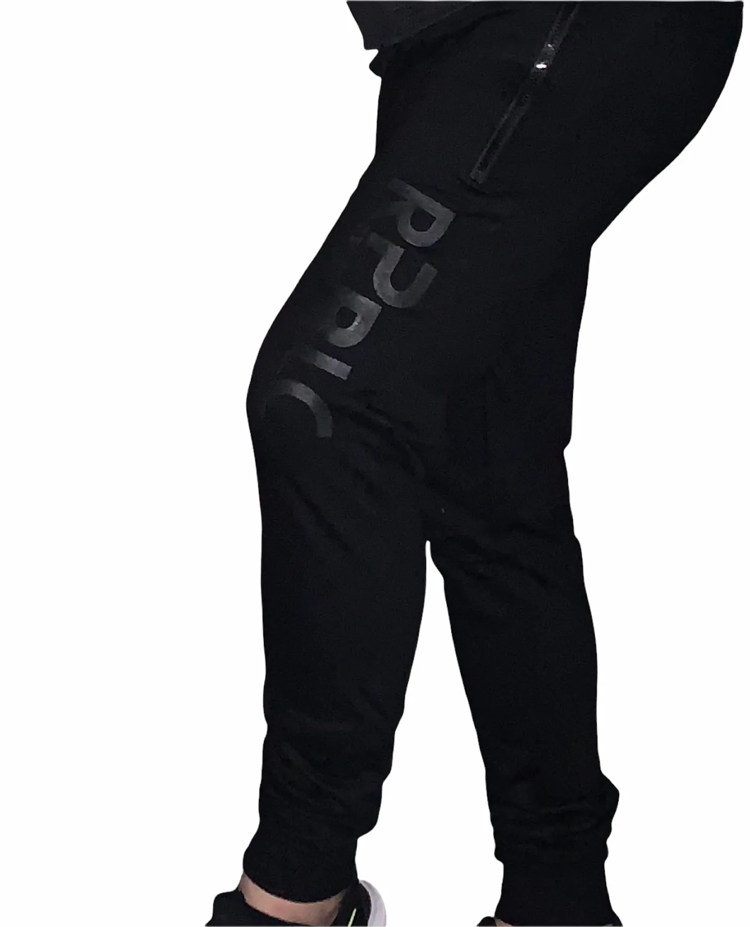 RIBBED-BLACK Print Track Pant