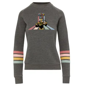 Ride On Striped Sleeve Crewneck Fleece