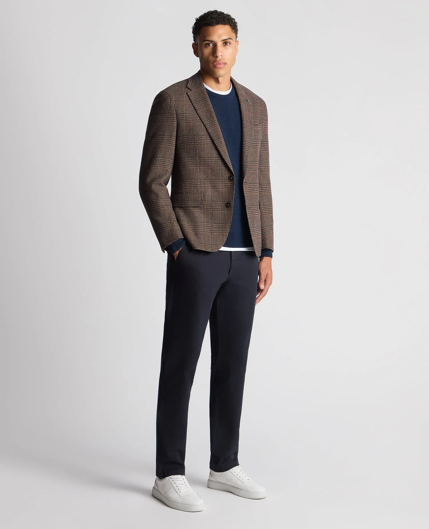 Slim Fit Checked Wool Jacket