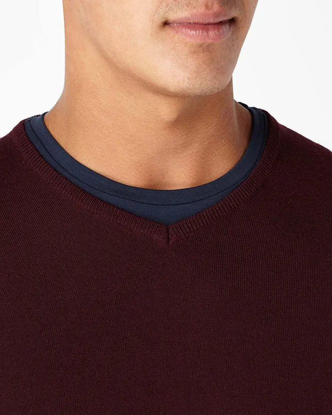 Slim fit merino wool-acrylic v-neck sweater