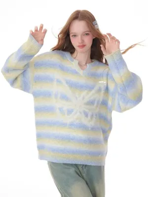 Striped Hairy Butterfly Thick Sweater【s0000006157】