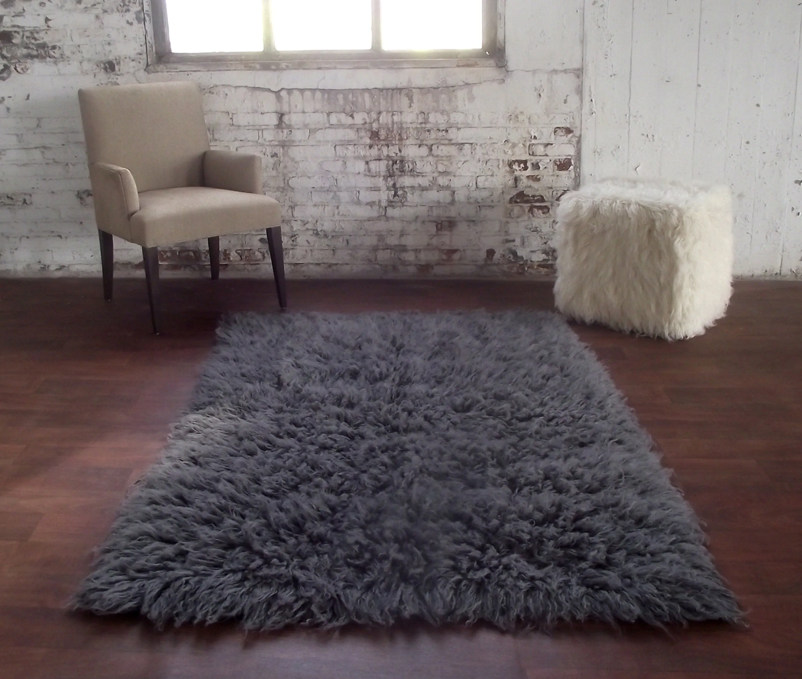 SUPER THICK 3X5 GRAY FLOKATI RUG | THICK 3000gsm WEIGHT | LONG 3.5" PILE