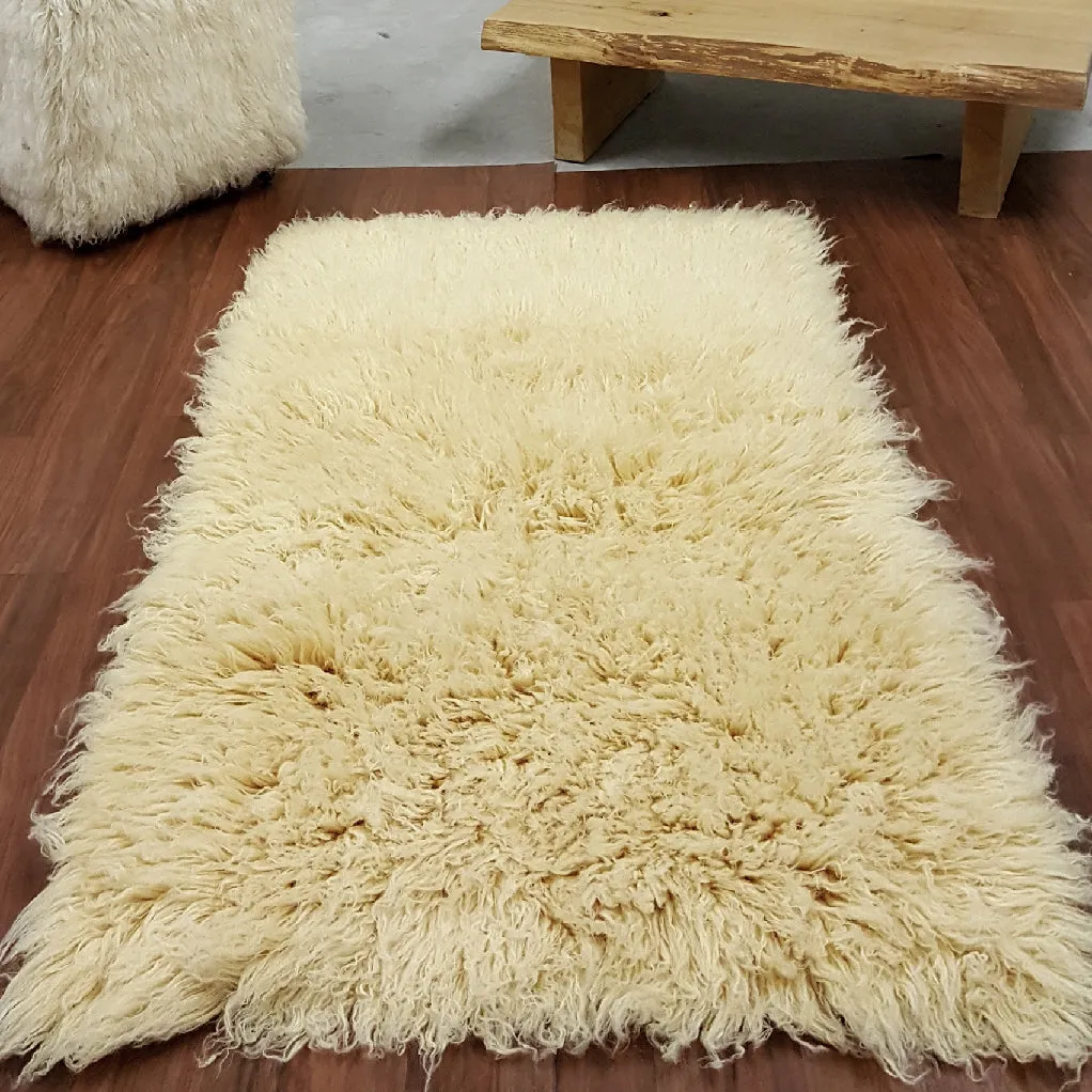 SUPER THICK 3X5 YELLOW FLOKATI RUG | THICK 3000gsm WEIGHT | LONG 3.5" PILE