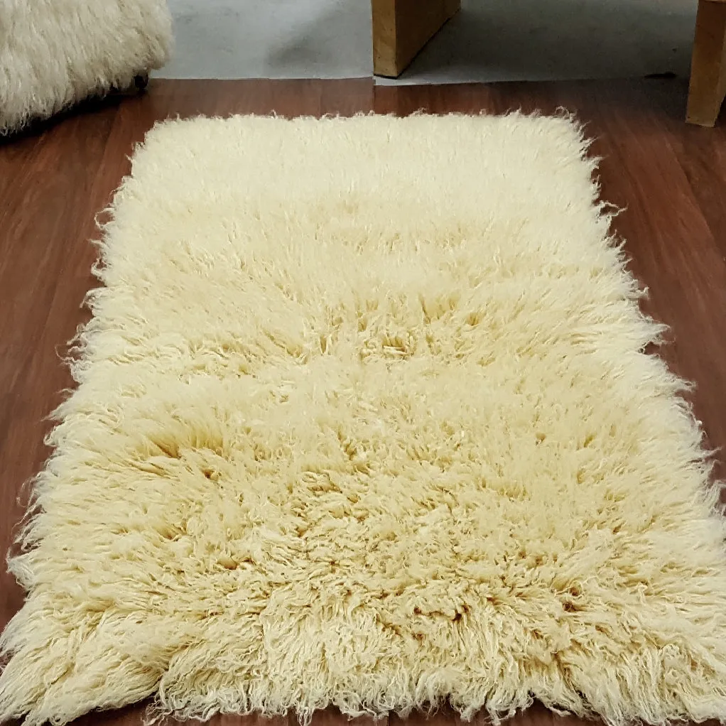 SUPER THICK 3X5 YELLOW FLOKATI RUG | THICK 3000gsm WEIGHT | LONG 3.5" PILE