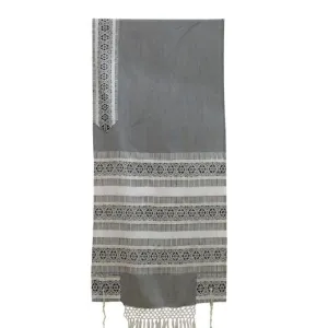 Tallit Prayer Shawl - Woven Wool Gray