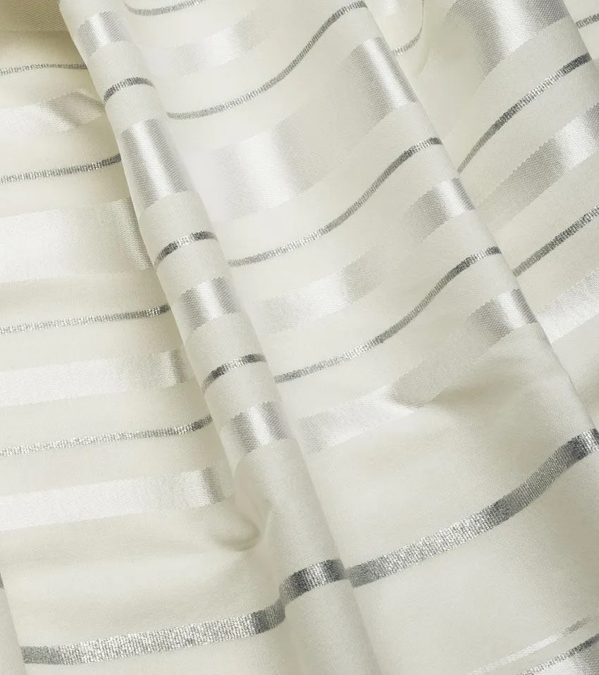 Traditional White/Silver Wool Tallit All White Silver Tallit