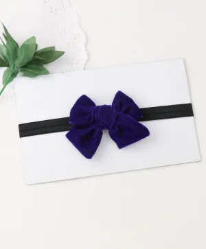 Velvet Knot Bow Headband - Dark Blue