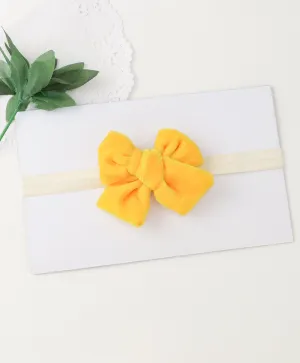 Velvet Knot Bow Headband - Yellow