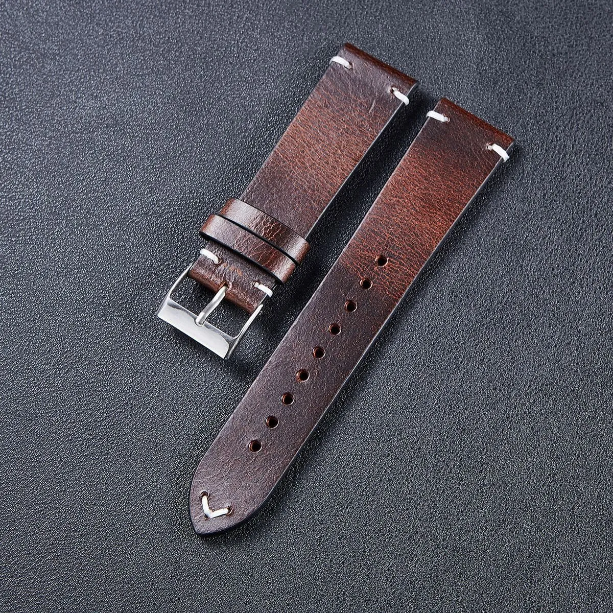 Vintage Oiled Leather Watch Straps Compatible with the Huawei Watch 2 Classic