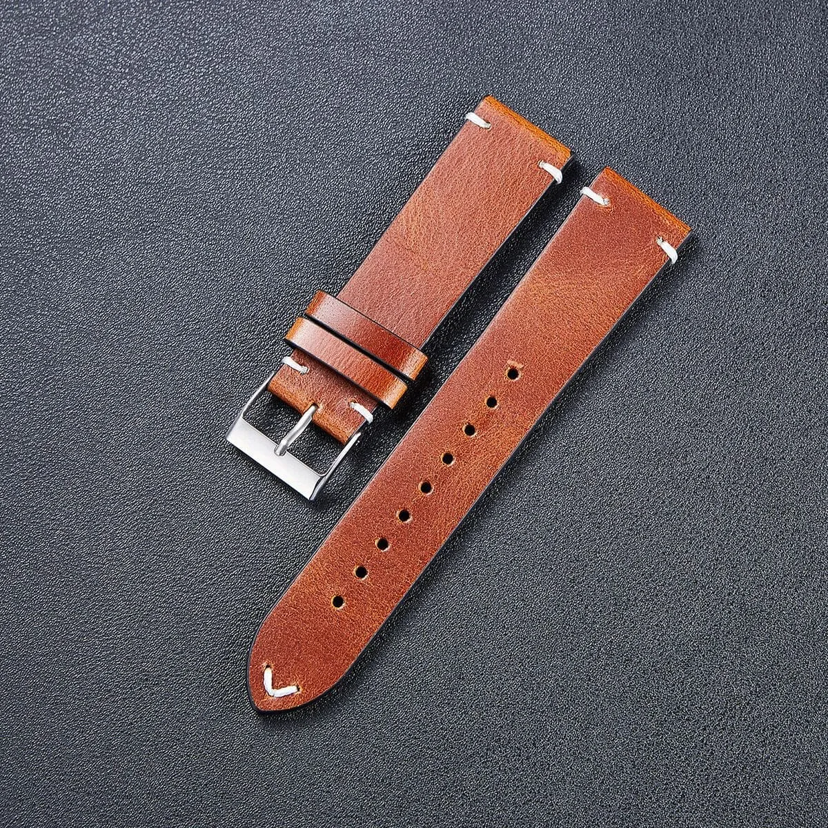 Vintage Oiled Leather Watch Straps Compatible with the Huawei Watch 2 Classic