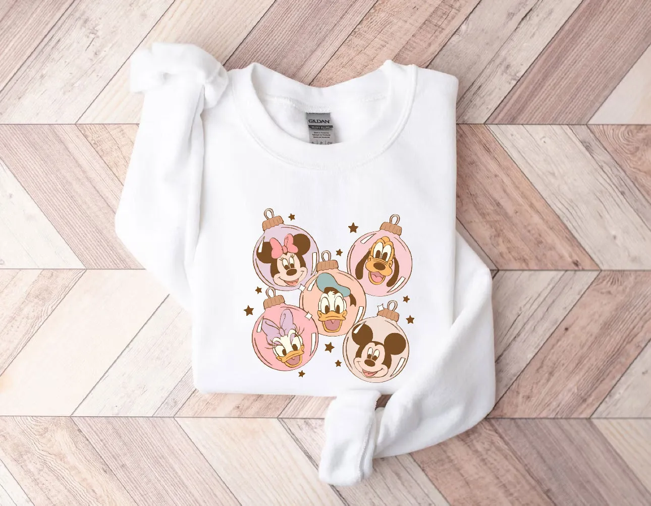 Vintage Pink Christmas Mouse Crewneck Sweatshirt